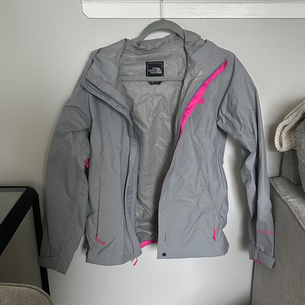 The North Face Women's Rain Jacket in Gray and Pink